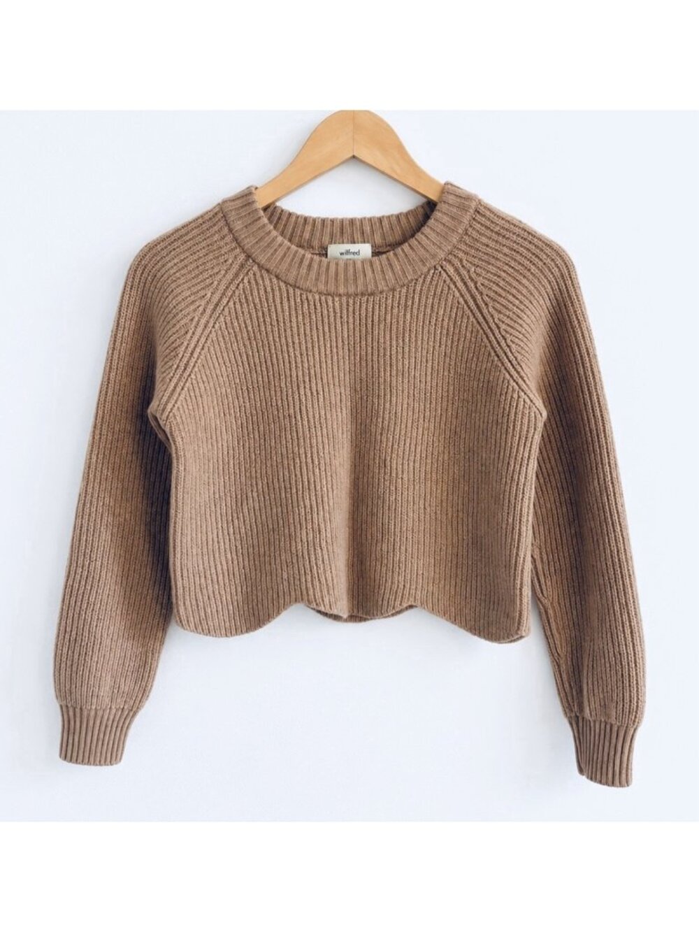 Aritzia Wilfred Sardou 100% Merino Wool Scalloped Sweater Dusty Rose Women’s M
